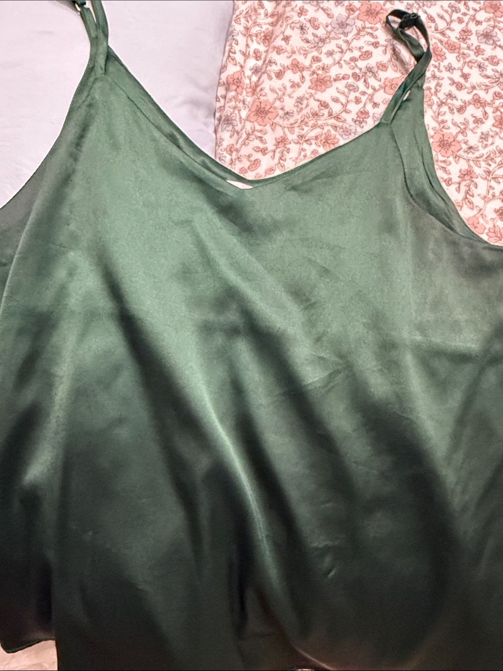 Green Satin Cami Tank Top - Women's